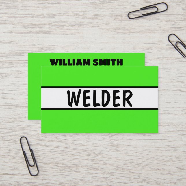 Welder Neon Grönt Visitkort (Fram/Back In Situ)
