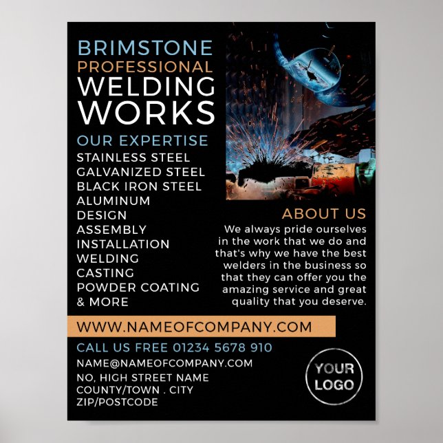 Welder Porträtt, Metall Worker, Welder Advertising Poster (Framsidan)