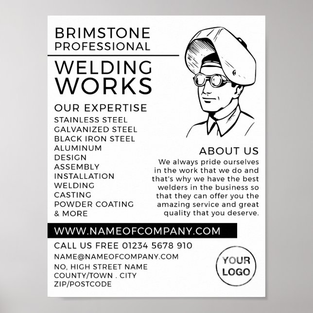 Welder Porträtt Sketch, Metall Worker, Welder Poster (Framsidan)