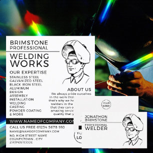 Welder Porträtt Sketch, Metall Worker, Welder Visitkort