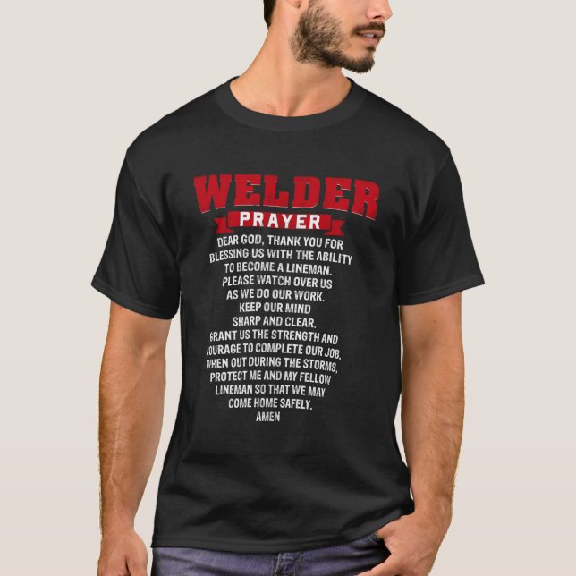 Welder Prayer Christian Welding Grandpa Pappa Husb T Shirt (Framsida)