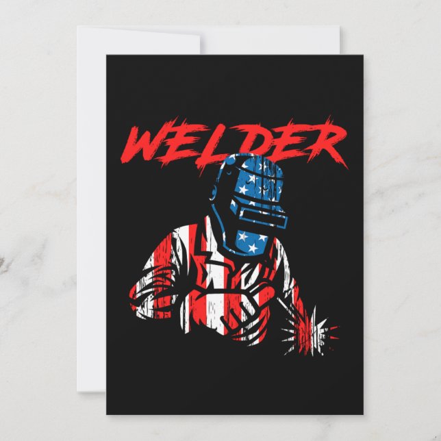 Welder Profession American Flag Metal Welding Gift Inbjudningar (Framsida)
