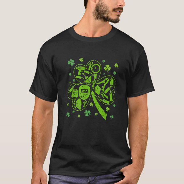 Welder Retro Patricks Day Irish Jobs Älskare Saint T Shirt (Framsida)