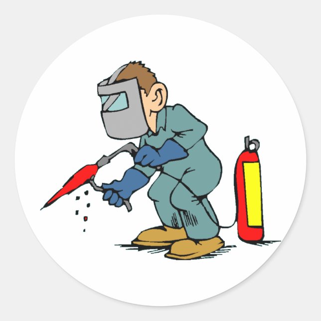 Welder Runt Klistermärke (Framsida)