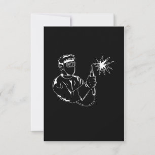 Welder Silhouette Cute Shadow Craftsgåvor Tack Kort