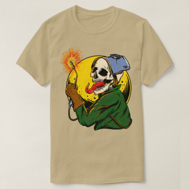 Welder Skull Fire T Shirt (Design framsida)