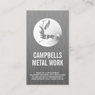 Welder som utför arbete i Metall Metallic Strukt Visitkort