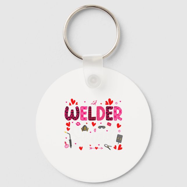 Welder Squad Cute Tools Hearts Costume Valentines  Nyckelring (Framsida)