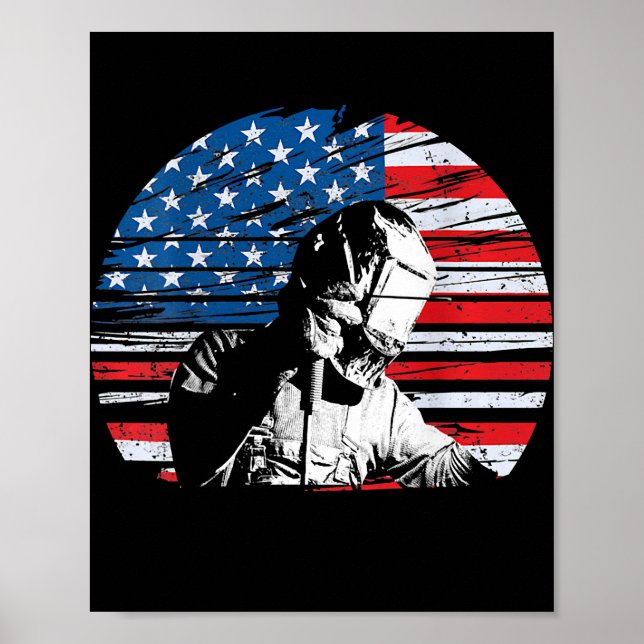 Welder USA American Flagga Patriotic Welding Desig Poster (Framsidan)