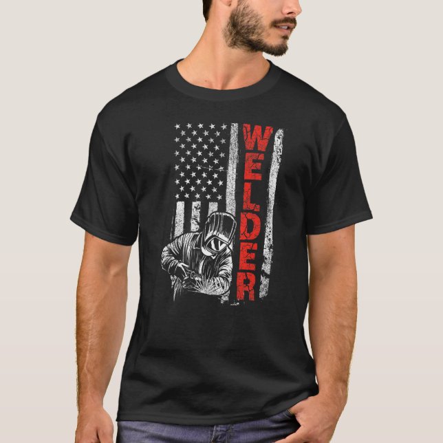Welder USA American Welding Worker Metalworking T Shirt (Framsida)