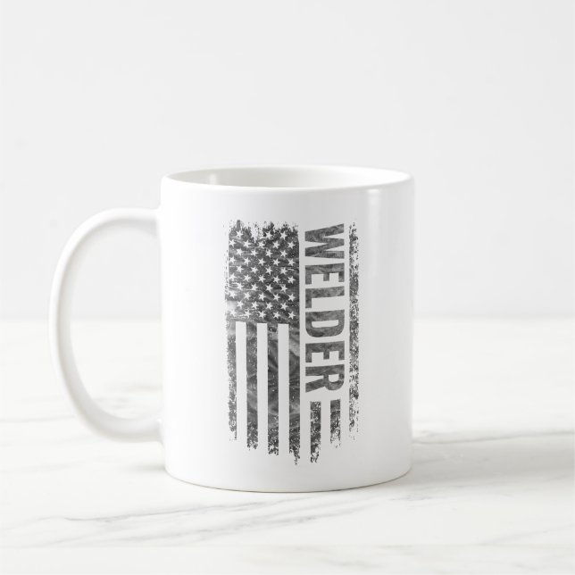 Welder USA Flag Distressed design Kaffemugg (Vänster)