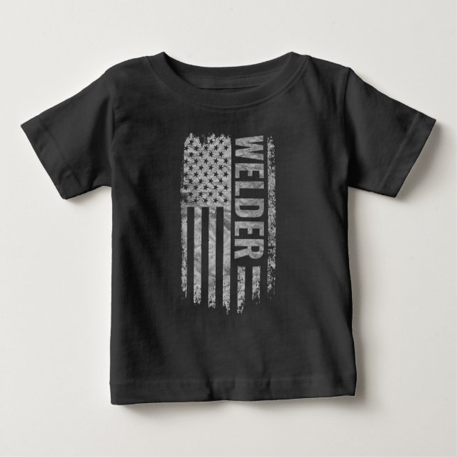Welder USA Flag Distressed design T Shirt (Framsida)
