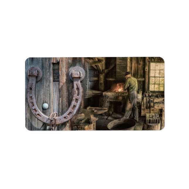 Welder Vintage Blacksmith Horseshoes Adressetikett (Framsidan)