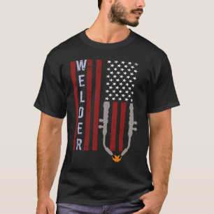 Welder Vintage USA American Flagga For Welding T Shirt