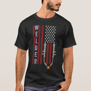 Welder Vintage USA American Flagga For Welding T Shirt