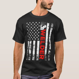 Welder Vintage Usa American Flagga Welding T Shirt