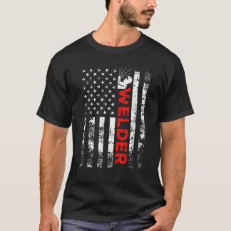 Welder Vintage USA American Flagga Welding T Shirt