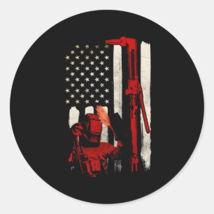 Welder Welder Welding Patriotic American Flagga Runt Klistermärke