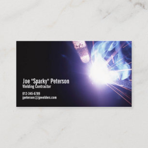 Welder Welding Sparks Violet Visitkort