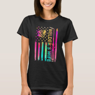 Welders fru Life American USA flagga Welding for M T Shirt