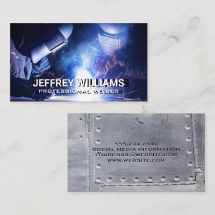 Welders Working Metall Rivets Visitkort