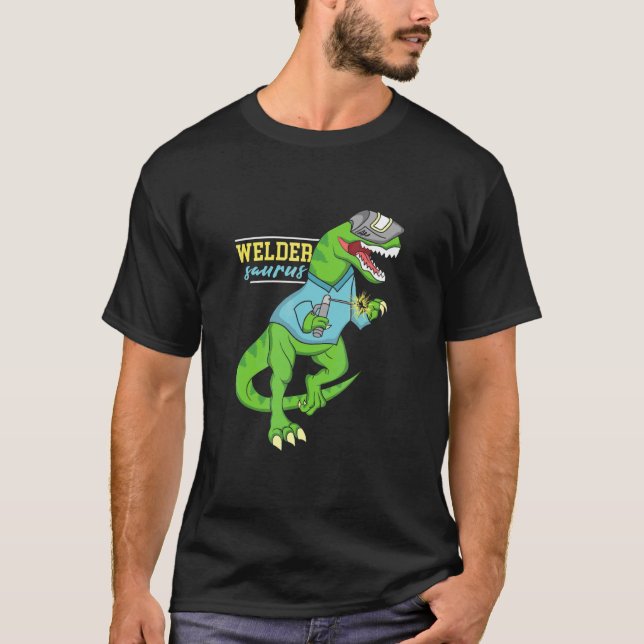 Weldersaurus Welding Dinosaur Artwork for a Welde T Shirt (Framsida)