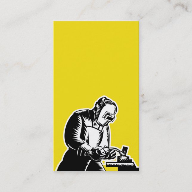 weldersvetsningsidan beskådar businesscard visitkort (Framsida)