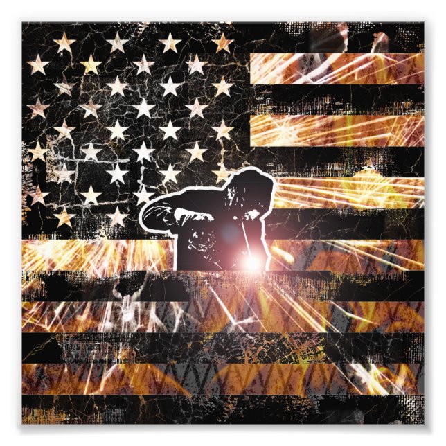 Welding Flag Sparks and Flames Fototryck (Framsidan)