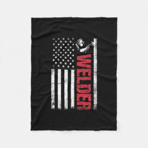 Welding Gift Proud Hard Working USA flagga Welder  Fleecefilt