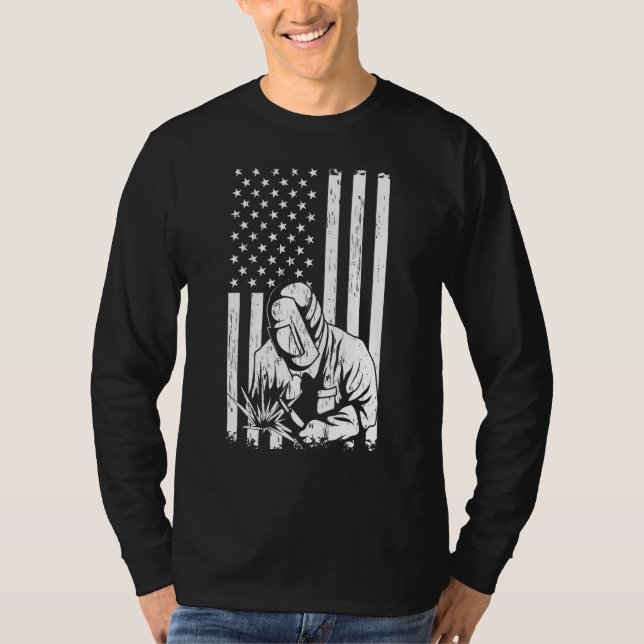 Welding Independence day Patriotic Welder Metall F T Shirt (Framsida)
