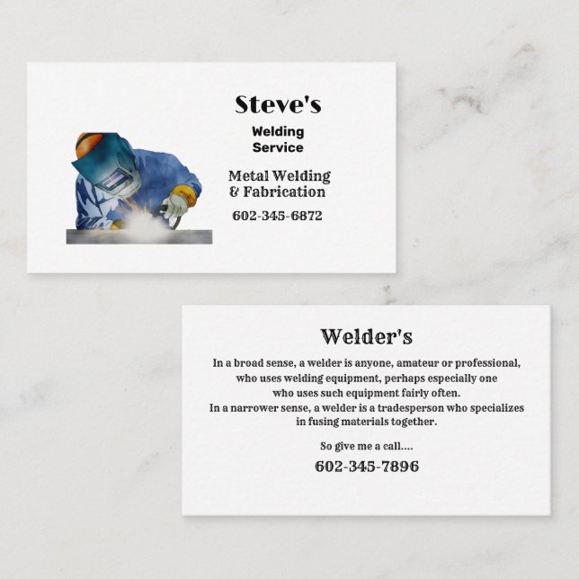Welding Service Metall Welding & Fabrication Visitkort (Fram/baksida)