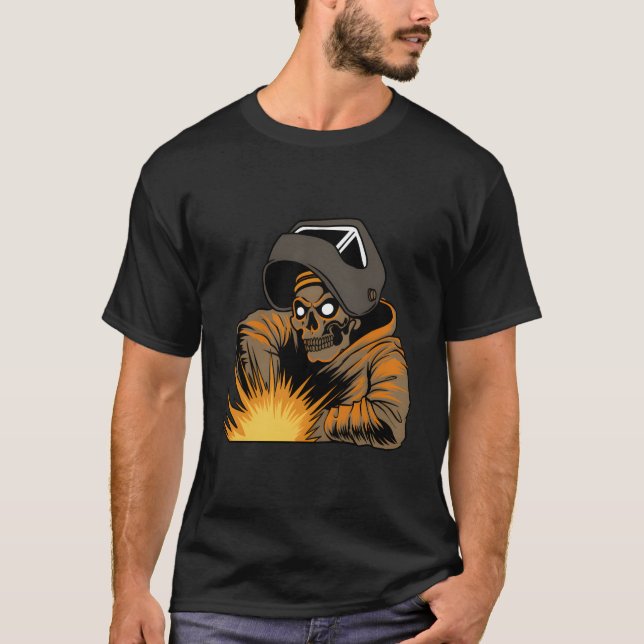 Welding Skull - Metall Worker Welder T Shirt (Framsida)