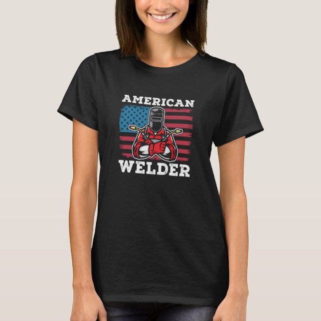 Welding Usa Metal Worker  American Welder Flag T Shirt (Framsida)