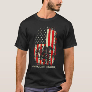 Welding Vintage Distress American Flagga Patriotic T Shirt