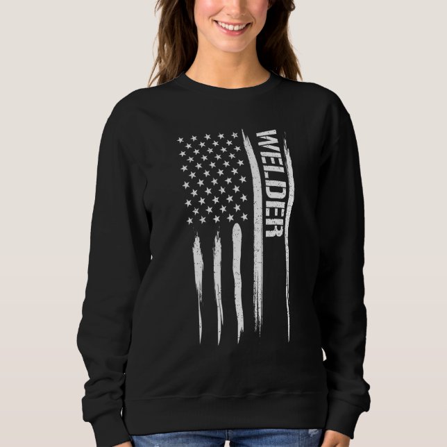 Welding Welder - American Flag Sayings T Shirt (Framsida)
