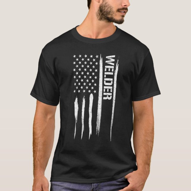 Welding Welder - American Flag Sayings T Shirt (Framsida)