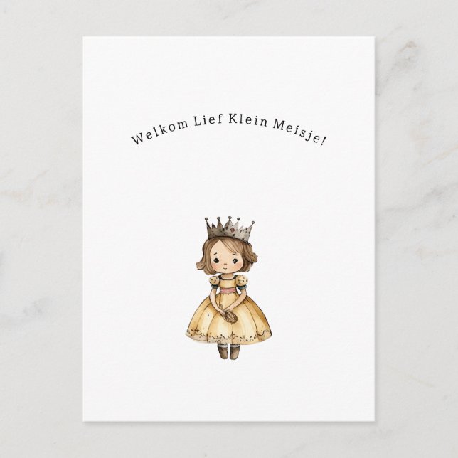 Welkom Lief Klein Meisje Nieuwe Baby Kaart Vykort (Framsida)