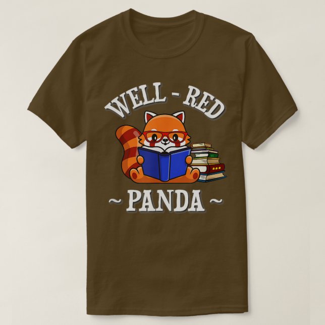 well Red Panda Reading T Shirt (Design framsida)