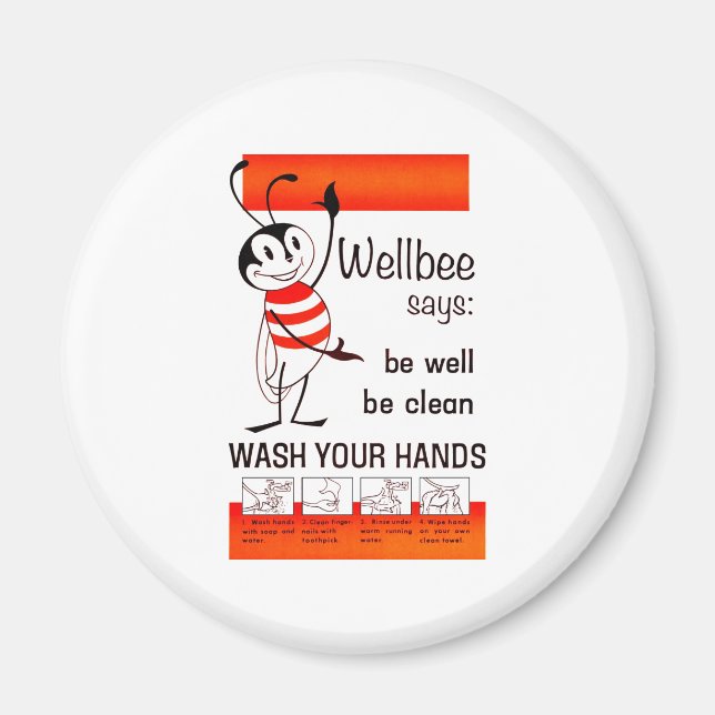 Wellbee CDC TVÄTTAR DIN annons för HÄNDER Poster Magnet (Framsidan)