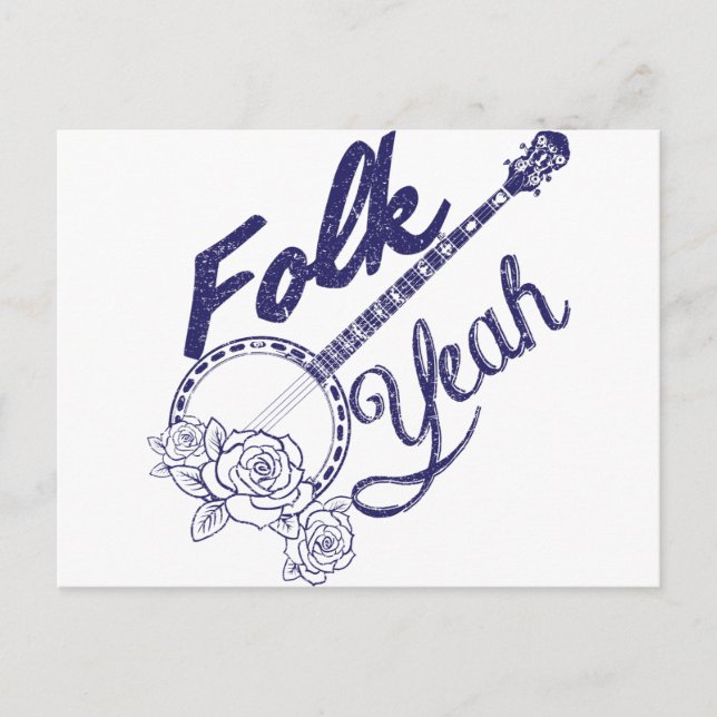 Wellcoda Folk Music Life Banjo Beat Vykort (Framsida)