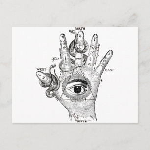 Wellcoda Illuminati Compass Snake Hand Vykort