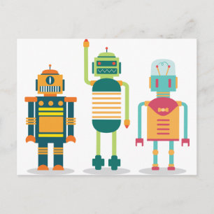 Wellcoda Tecknad Robot Party Kid Roligt Life Vykort
