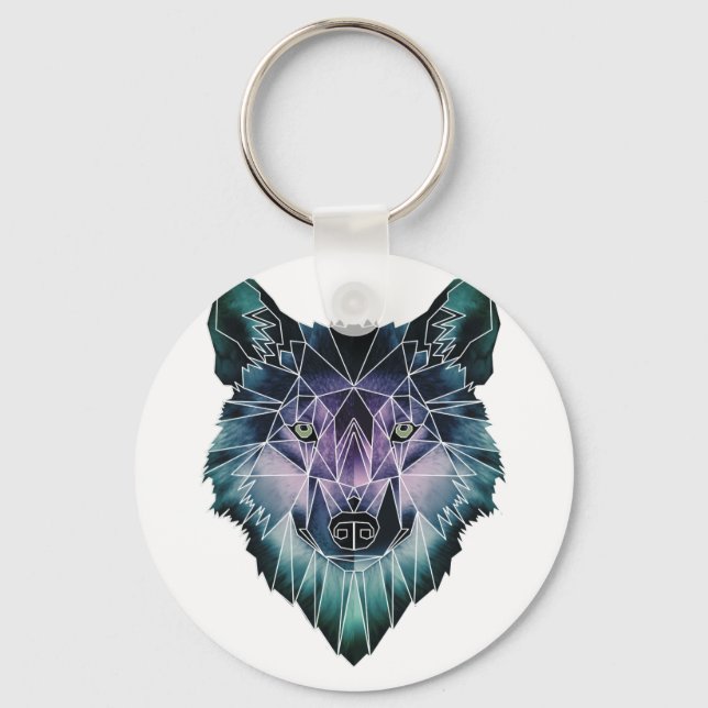 Wellcoda Vild Varg Ansikte Pack Animal Life Nyckelring (Framsida)