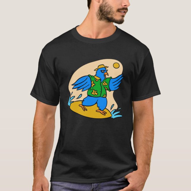 wellensittich surf surfing bird t shirt (Framsida)