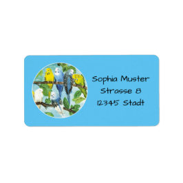 Wellensittiche - Aquarell-Design | Adressetikett