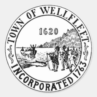 Wellflotta Massachetts Town Seal Round Sticker Runt Klistermärke