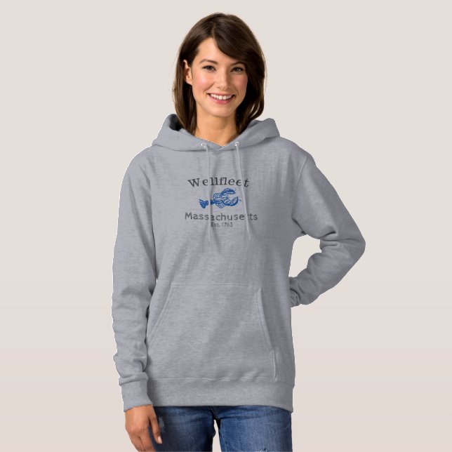 Wellflotta Massachusetts Blue Lobster, hoodie T Shirt (Hel framsida)