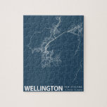 Wellington Minimalist City Karta Line Art i Blue Pussel<br><div class="desc">Wellington,  New Zealand Minimalist City Karta Line Art in Blue Puzzle</div>