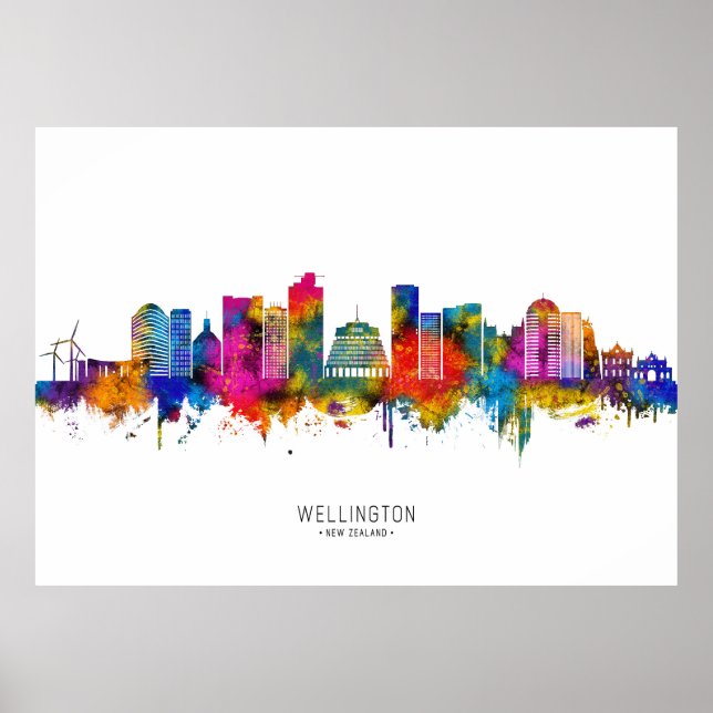 Wellington New Zealand Skyline Poster (Framsidan)