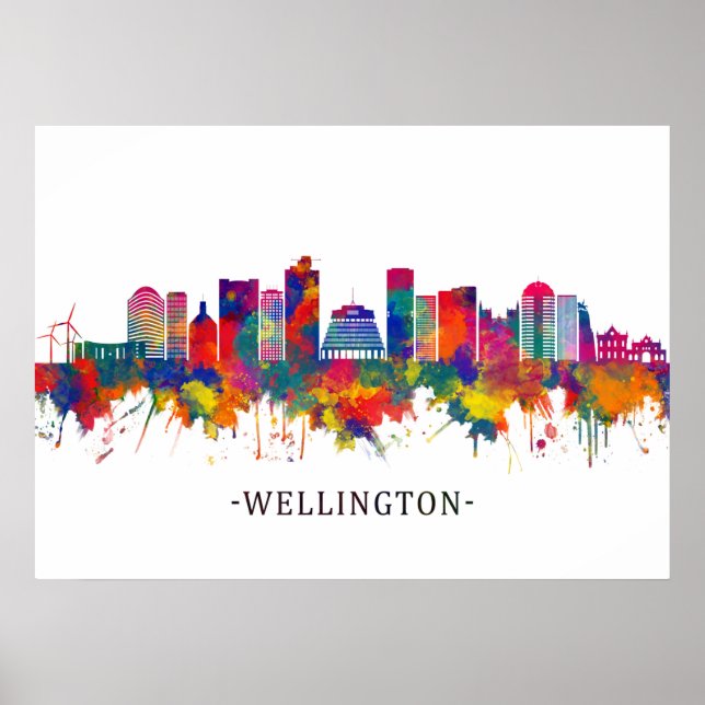 Wellington New Zealand Skyline Poster (Framsidan)